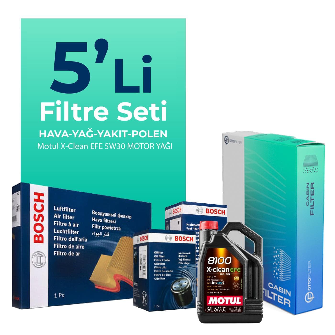 BOSCH Mercedes Sprinter 415 Dizel Filtre Bakım Seti Motul Motor Yağlı (2009-2012) 5 Li