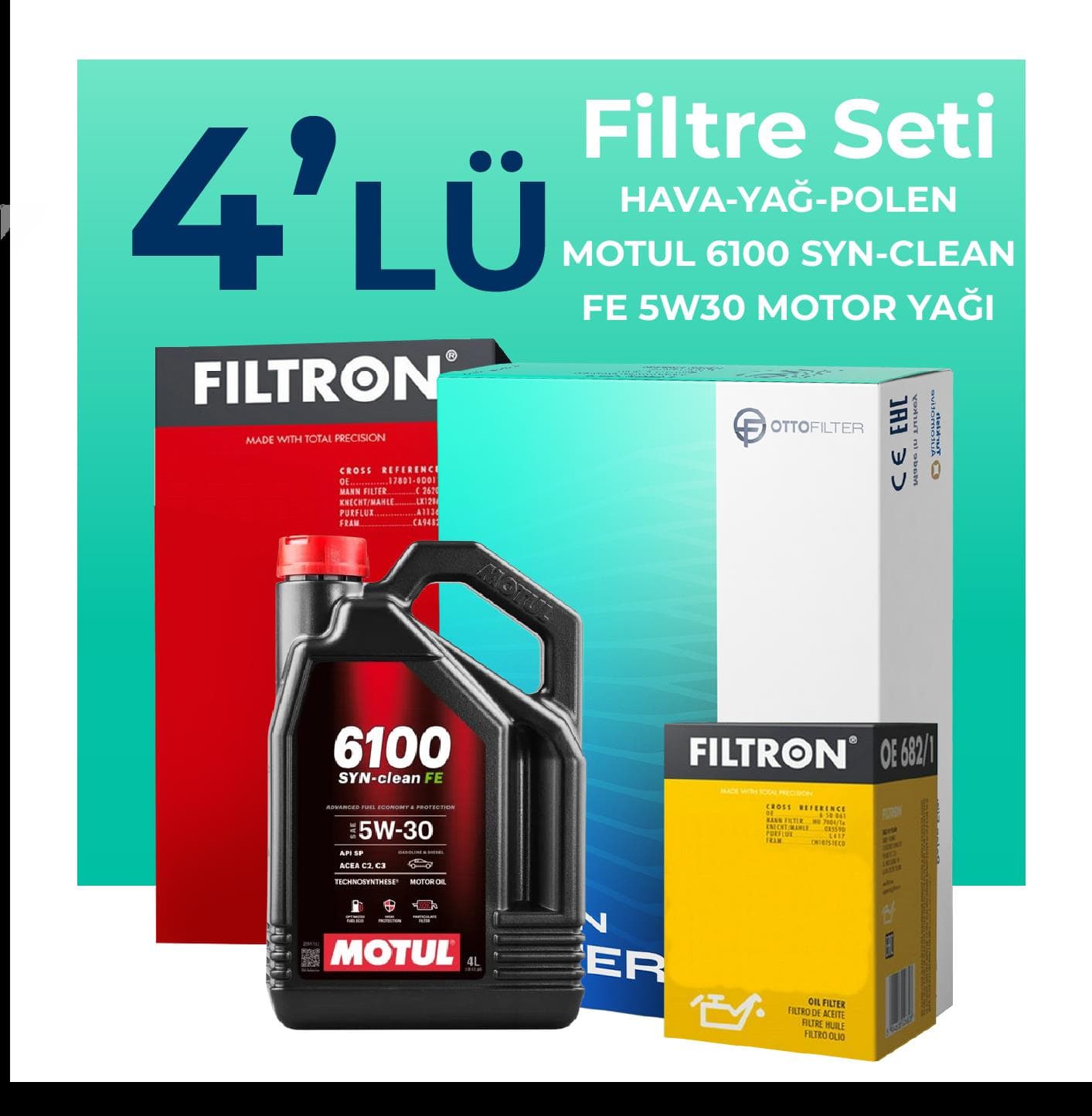 Filtron Nissan Pulsar 1.5 Dizel Filtre Bakım Seti Motul Motor Yağlı (2015-2018) 4 Lü