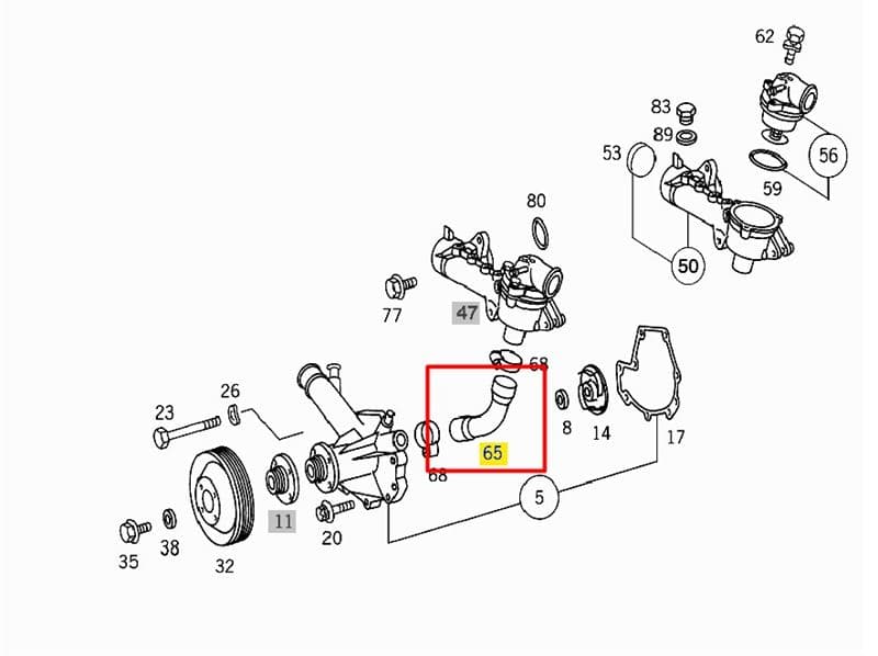 SOGUTMA SUYU HORTUMU (TERMOSTATTAN SU POMPASINA) W202 93>00